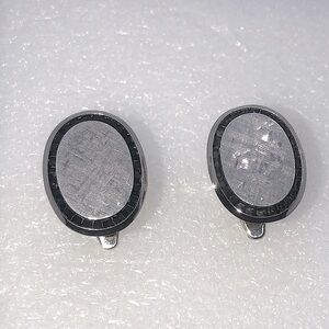 Vtg Da Vinci Sterling Brushed Silver & Channel Set Onyx Cufflinks .9”